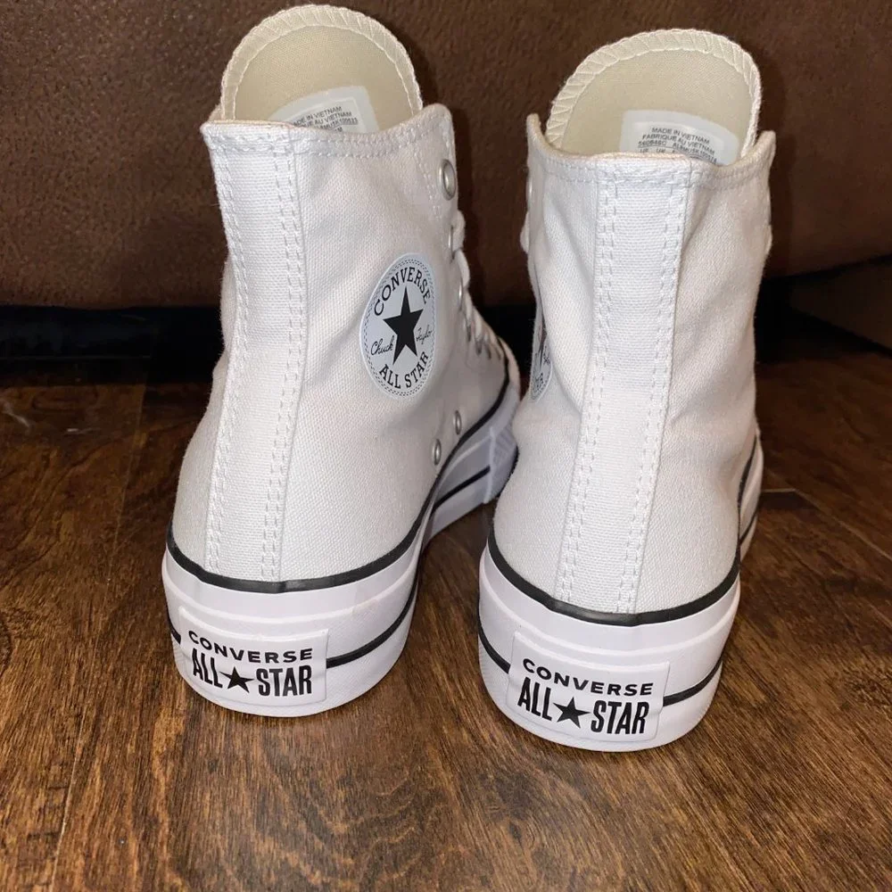 New CONVERSE CANVAS PLATFORM CHUCK TAYLOR ALL STAR White Various Sizes - Picture 3 of 6